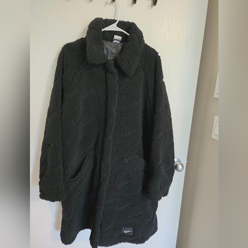 Nike Black Sherpa Teddy Fleece Coat